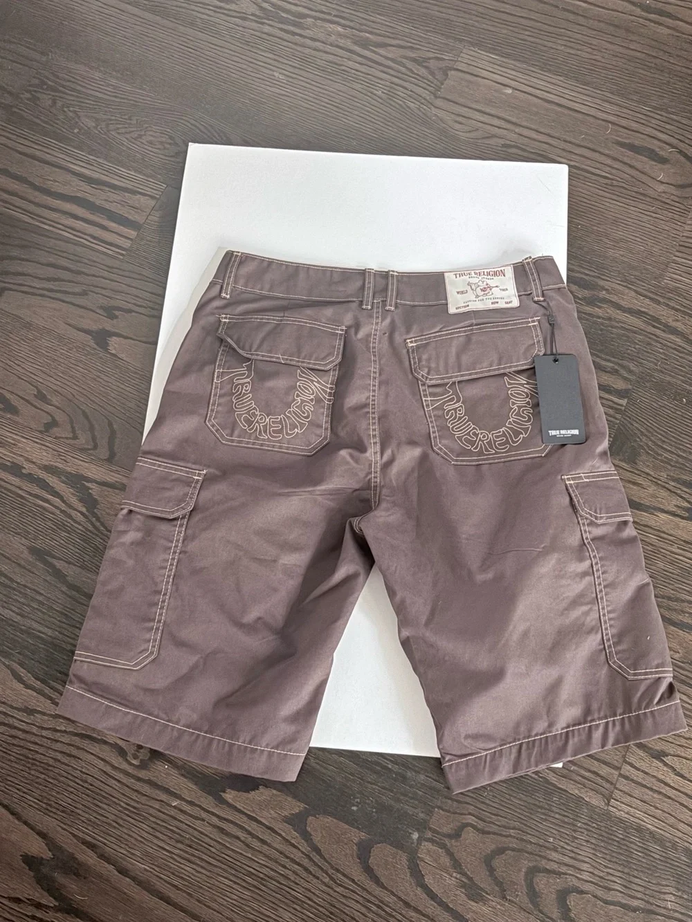 True Religion Men's Mauve-Brown Cargo Shorts